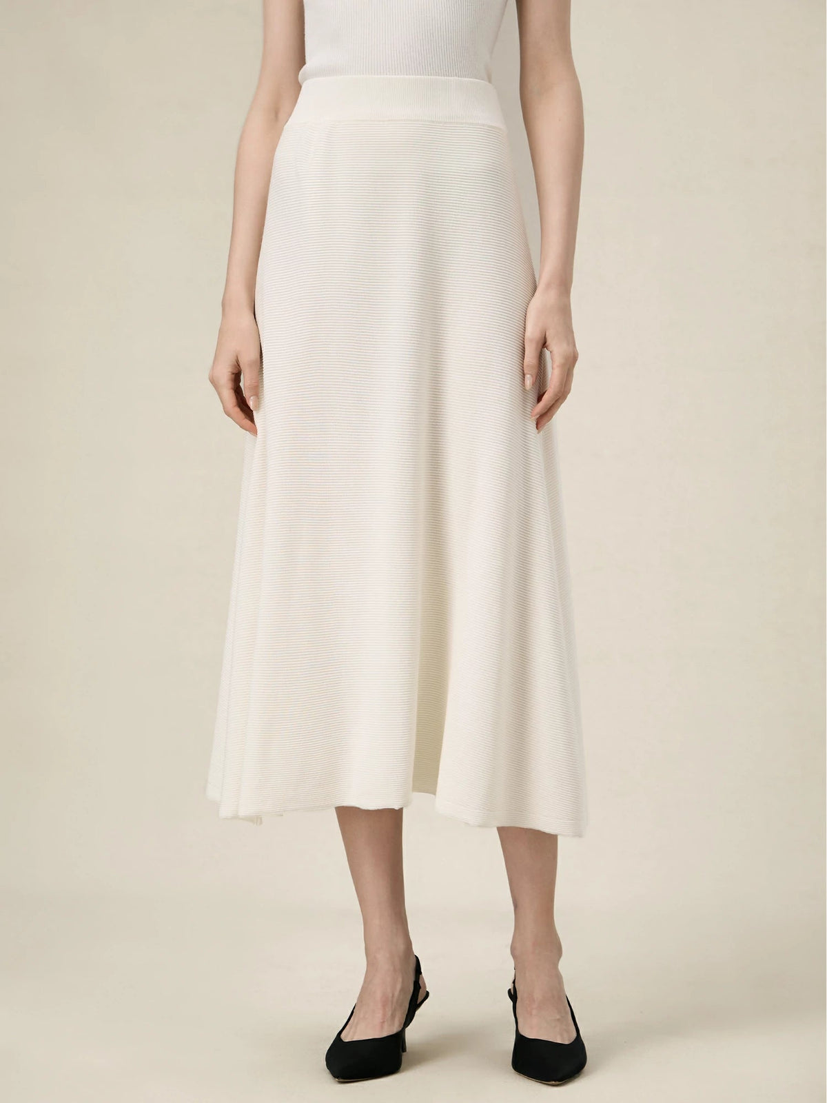 Amoretu 100% Lyocell Elastic Waist A-Line Knitted Skirt