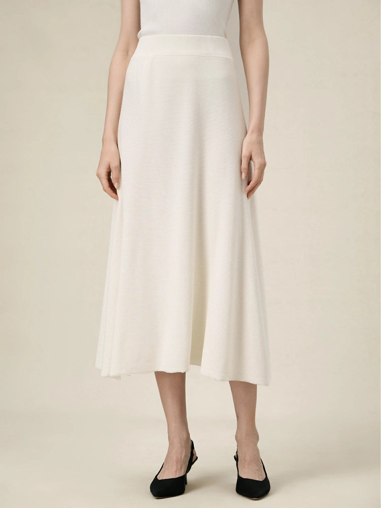 Amoretu 100% Lyocell Elastic Waist A-Line Knitted Skirt