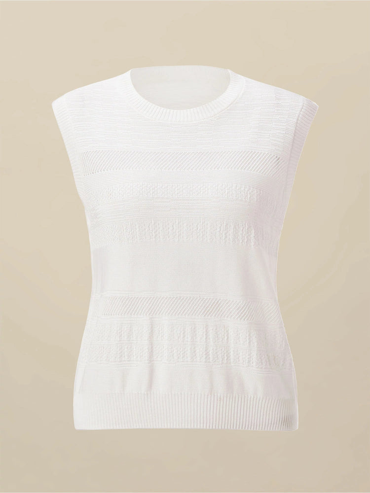 Amoretu 100% Lyocell Sleeveless Hollow Knit Top