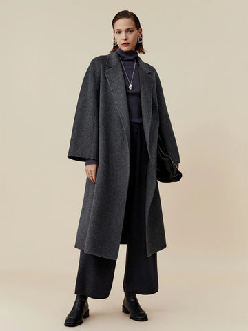 Amoretu 70.9% Wool Notched Lapel Long Sleeve Classic Coat - Amoretu -