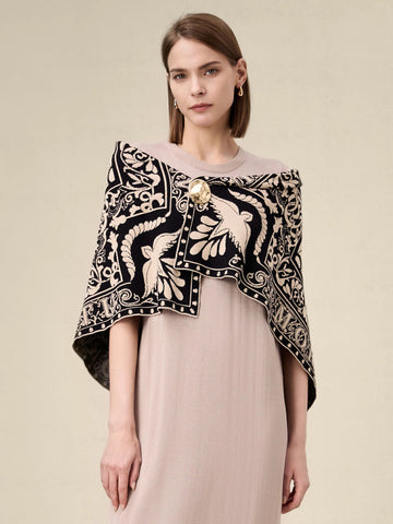 Amoretu Brand Patterned Knit Shawl(Free brooch with purchase) - Amoretu -