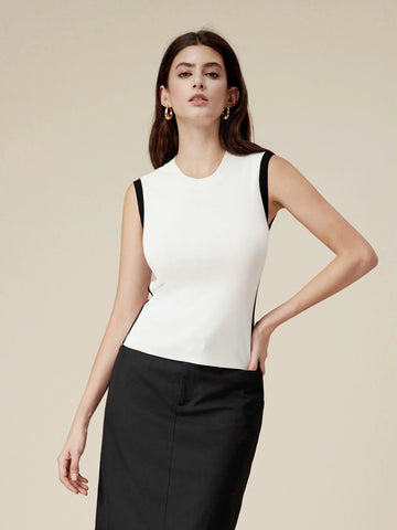 Amoretu Contrast Sleeveless Vest Top - Amoretu -