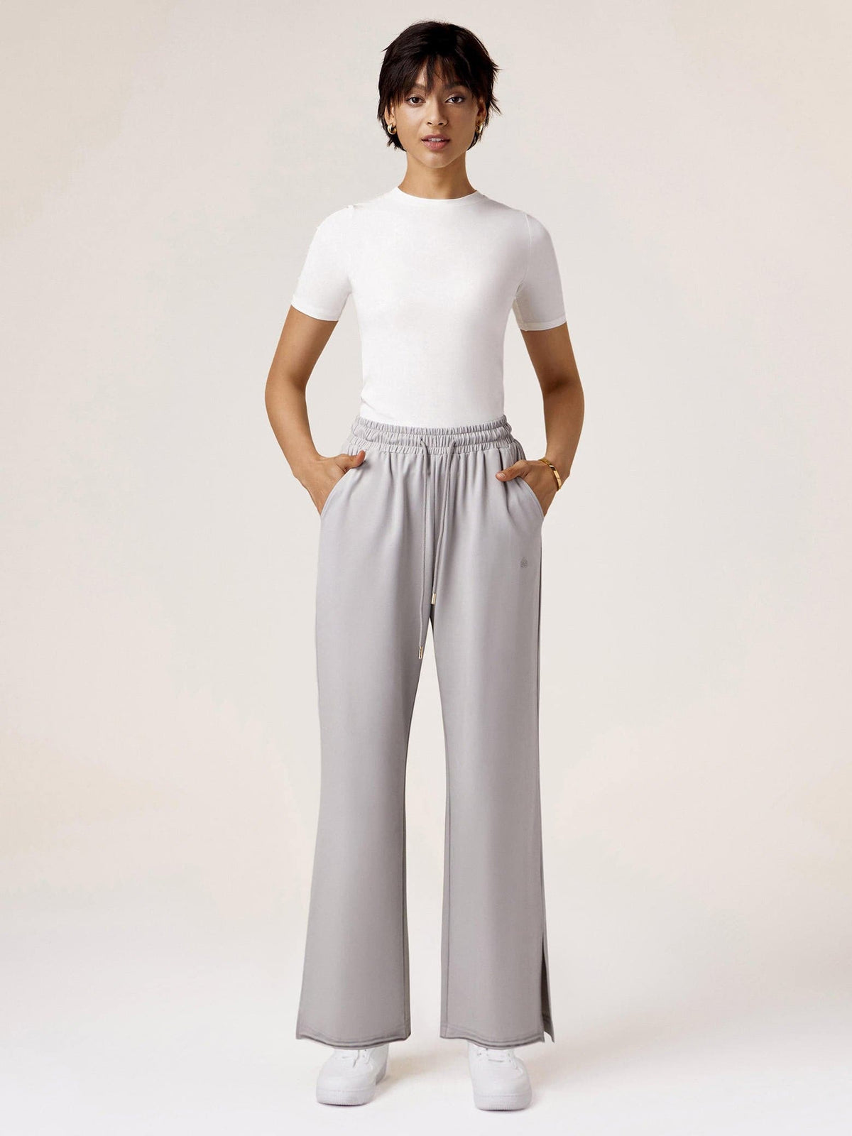 Amoretu High Waist Insert Pocket Embroidery Pants