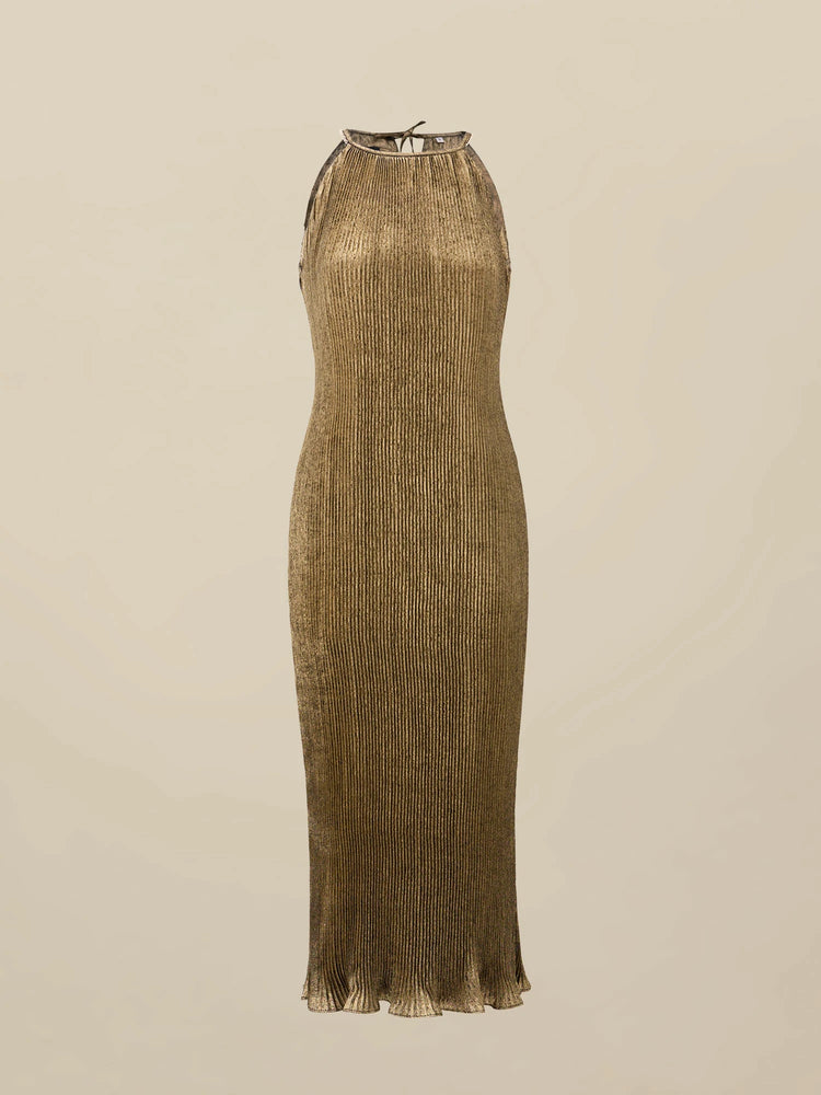 (FINAL SALE) Satin Pleated Slip Dress