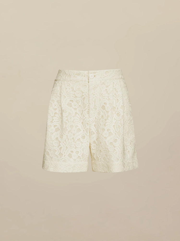Amoretu 70% Cotton Embossed Lace Shorts