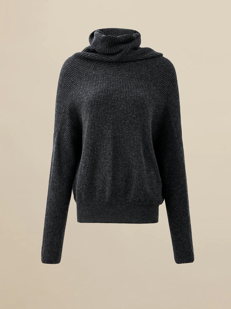 Amoretu 100% Wool Turtleneck Drop-Shoulder Sweater