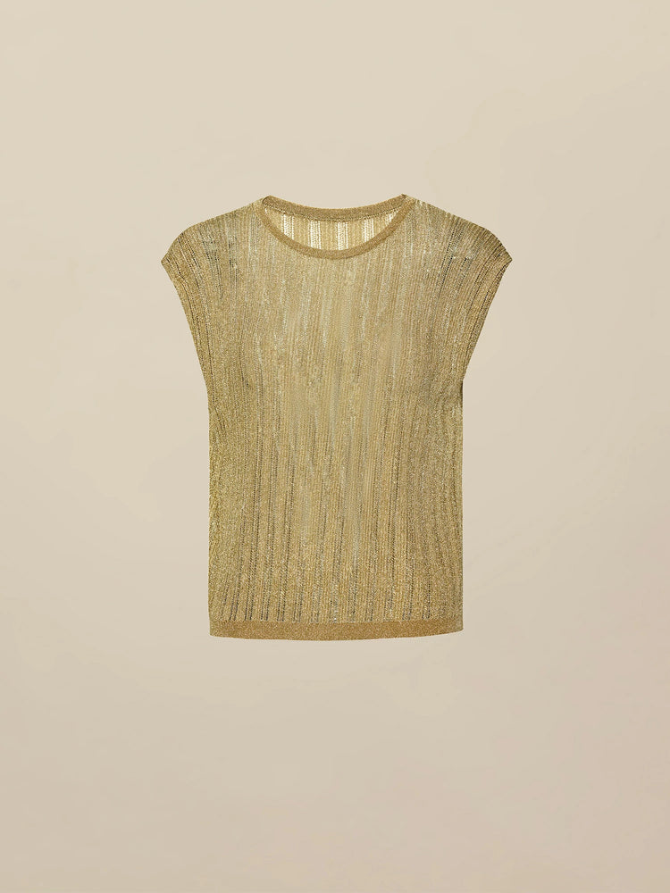 Amoretu Round Neck Glitter Knit Vest