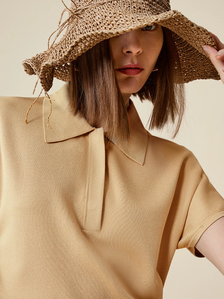 Amoretu Polo Neck Short Sleeve Knit Shirt