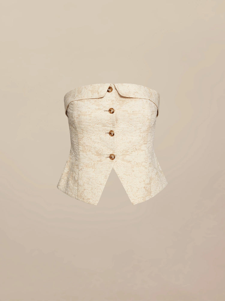 Amoretu Cotton & Linen Jacquard Tube Top Vest