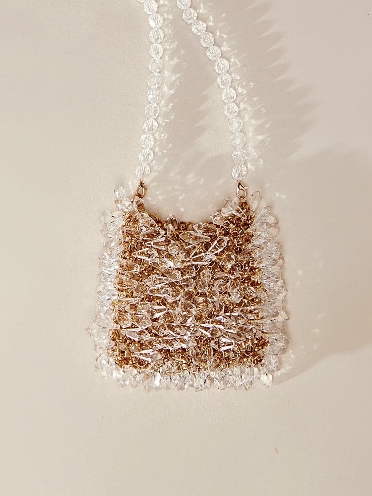 Handmade Weave Acrylic Beaded Crossbody Bag