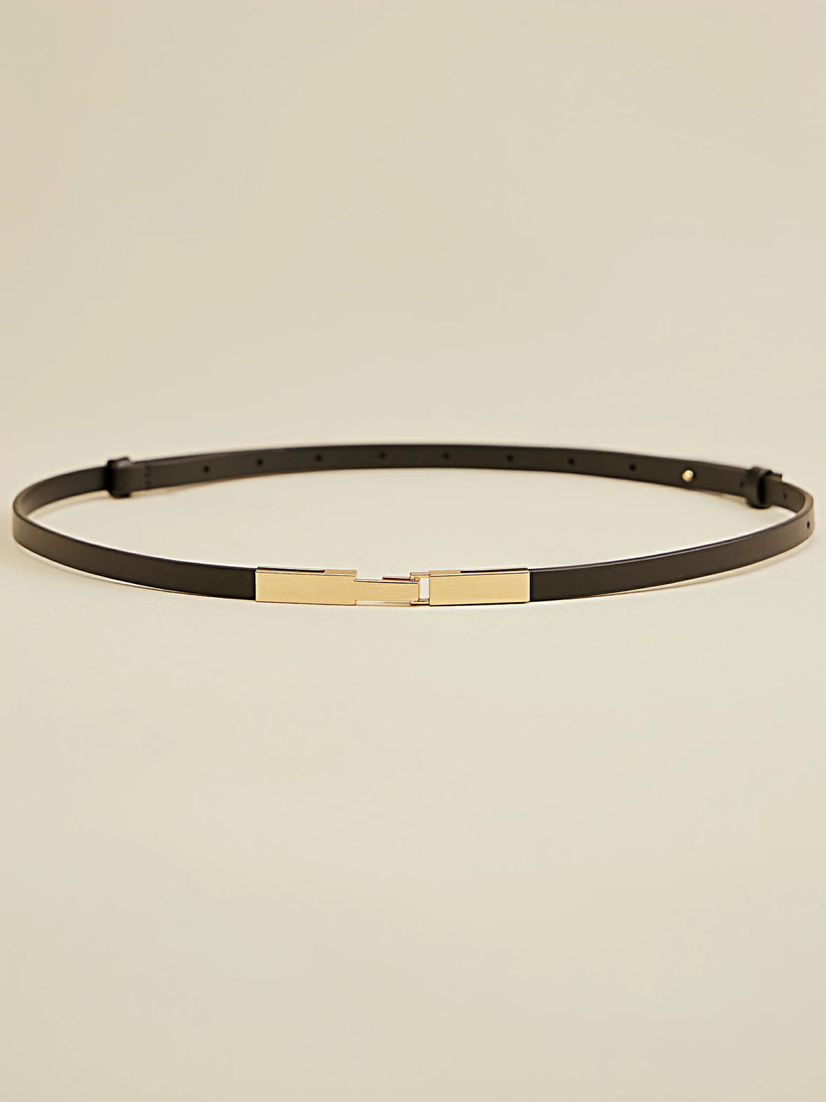 Amoretu Women's Leather Adjustable Vintage Thin Waist Belt With Gold Buckle