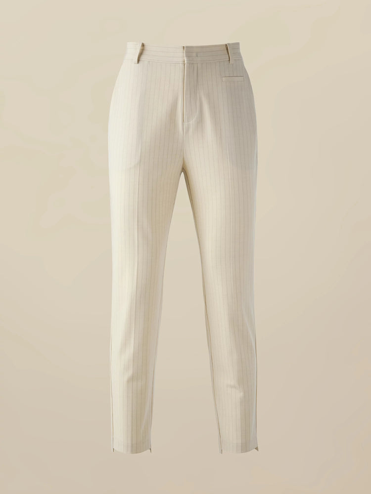 Amoretu Cotton Striped Cropped Suit Pants