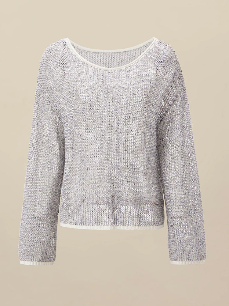 Amoretu Linen Crochet Hollow Out Top
