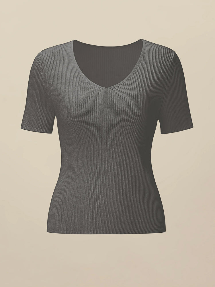 Amoretu Linen & Lyocell Slim Fit Casual Basic Top