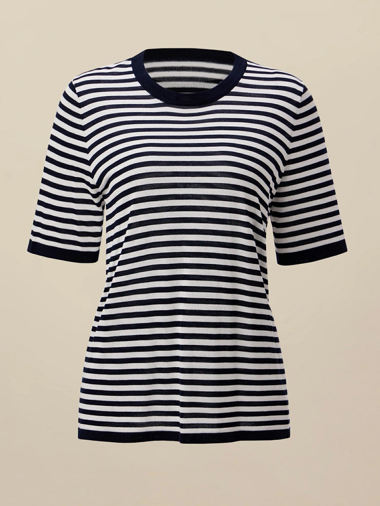 Amoretu 100% Lyocell Pinstripe Casual T-Shirt