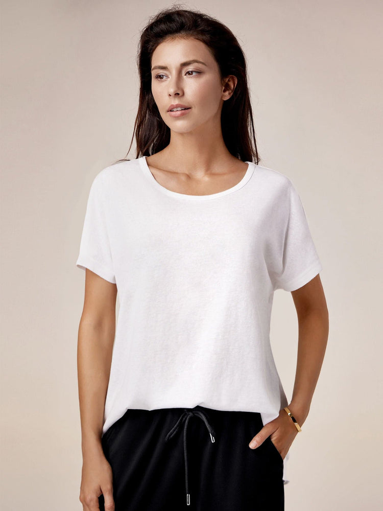 Amoretu 70% Cotton Round Neck Casual Short Sleeve Top
