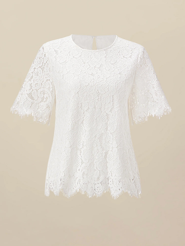 Amoretu Cotton Short Sleeve Lace Top