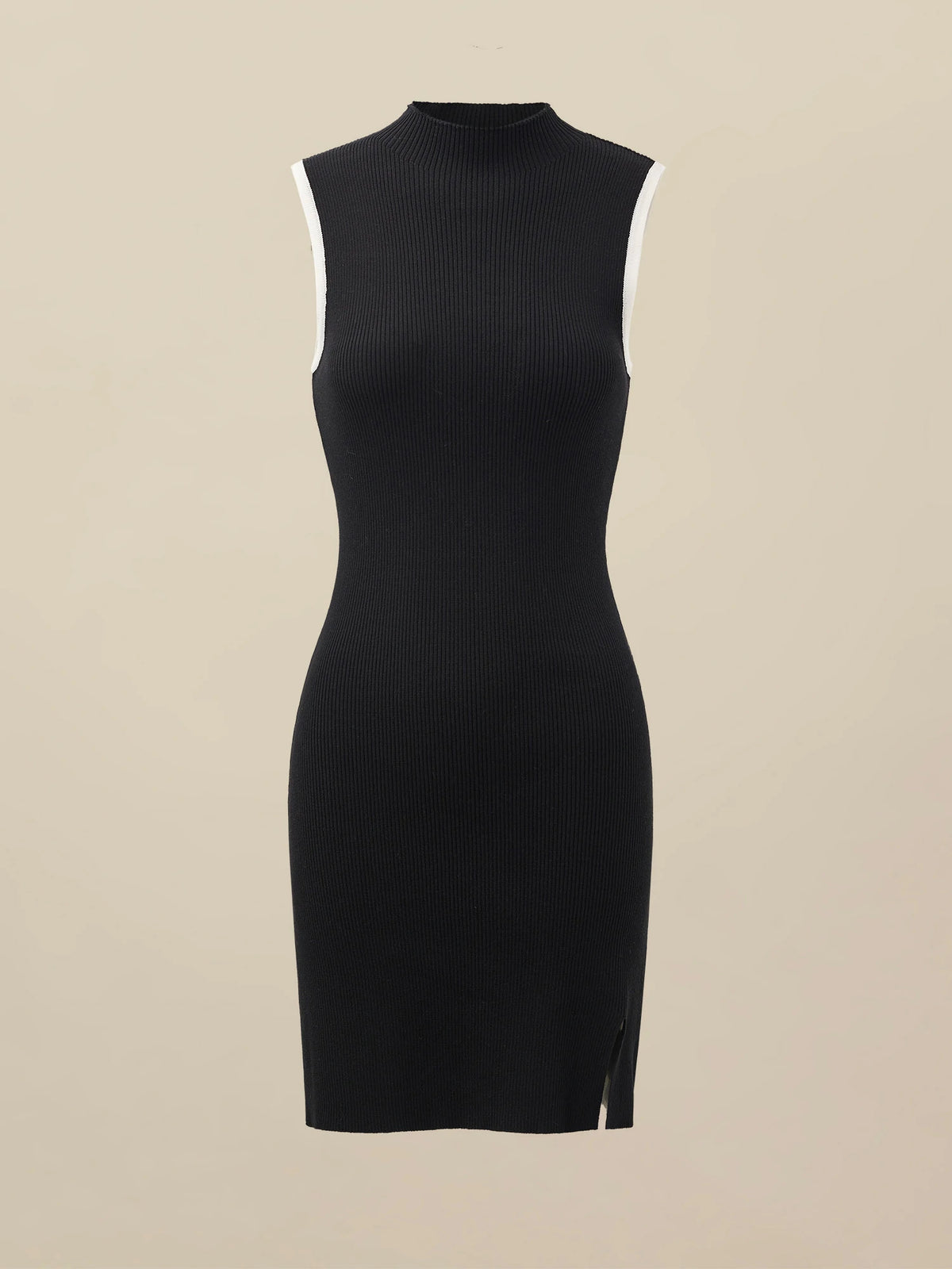 Amoretu Sleeveless Contrast Color Sweater Dress Amoretu Sleeveless Contrast Color Sweater Dress