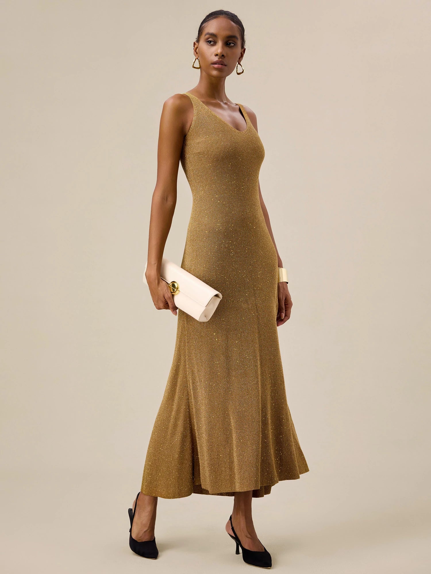 Avery High Neck Metal Decoration Cutout Waist Maxi Dress main image 1