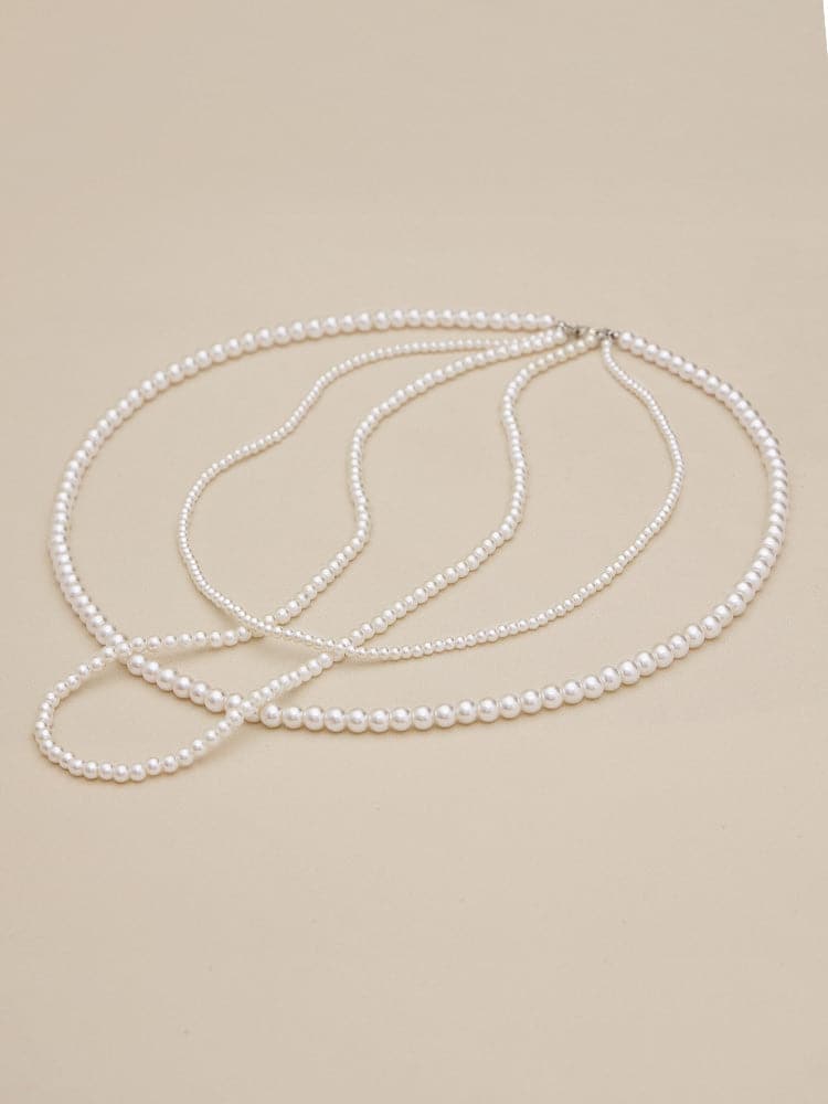 Amoretu Multi-Strand Faux Pearls Choker Necklace