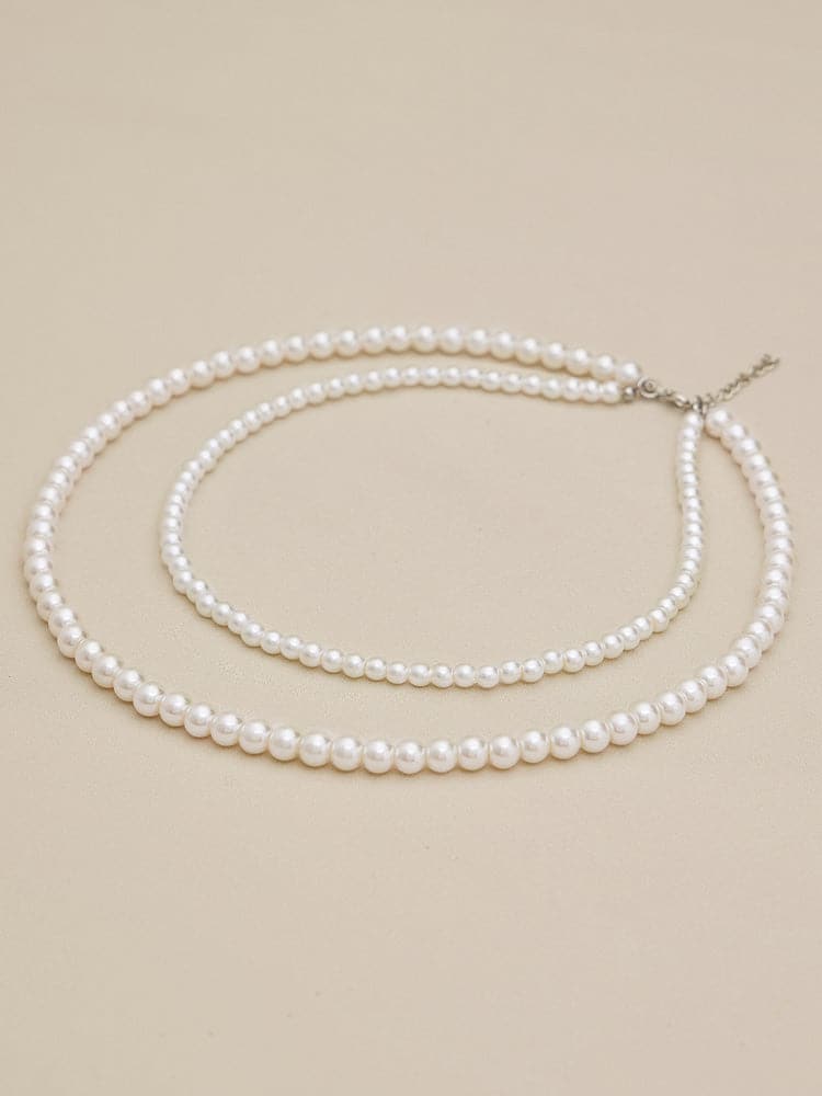 Amoretu Vintage Faux Pearl Double Layers Necklace