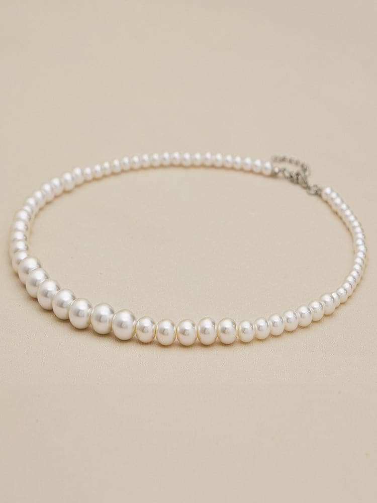 Amoretu Dainty Round Imitation Pearl Single Layer Necklace
