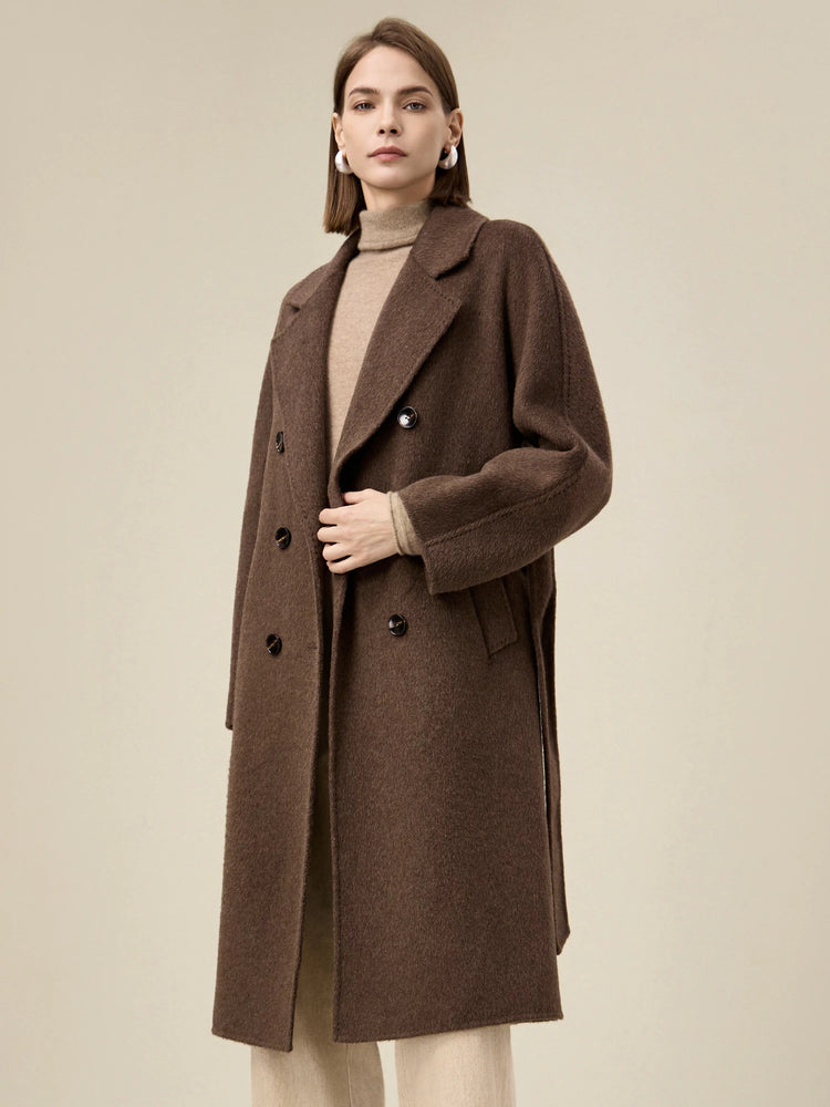 (FINAL SALE)Wool Notched Lapel Double-Breasted Coat