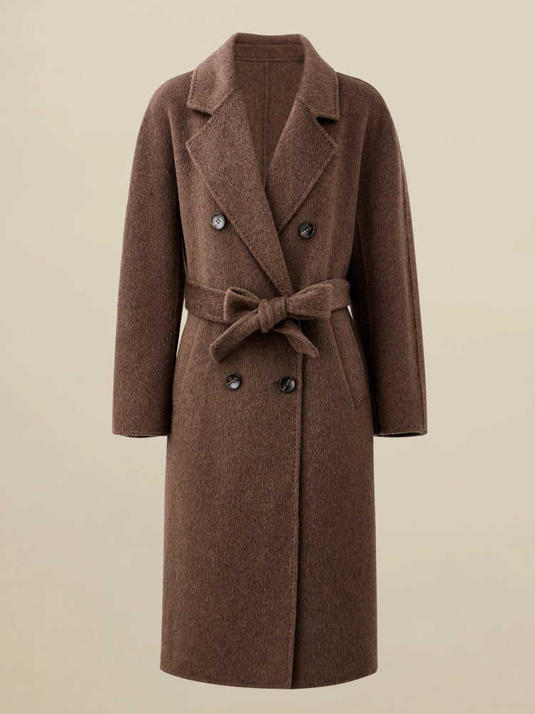 (FINAL SALE)Wool Notched Lapel Double-Breasted Coat