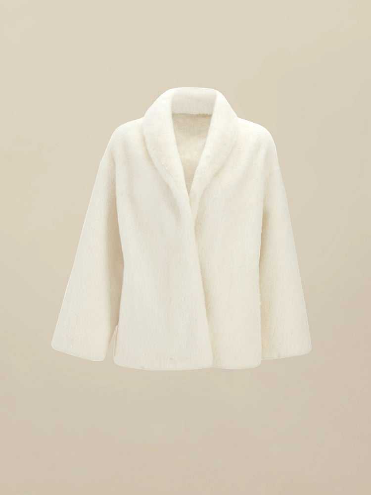 (FINAL SALE)Lapel Long-Sleeved Eco-Friendly Fur Short Coat