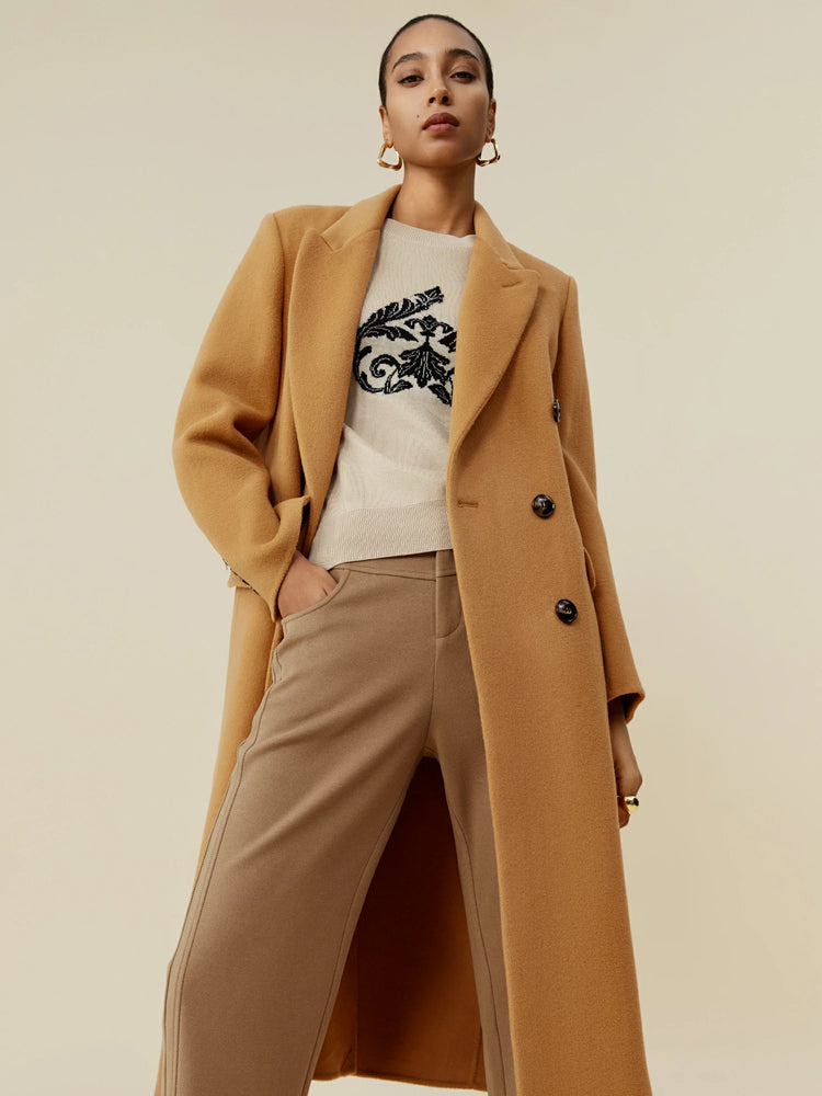 Amoretu Wool Notched Lapel Double Breasted Coat