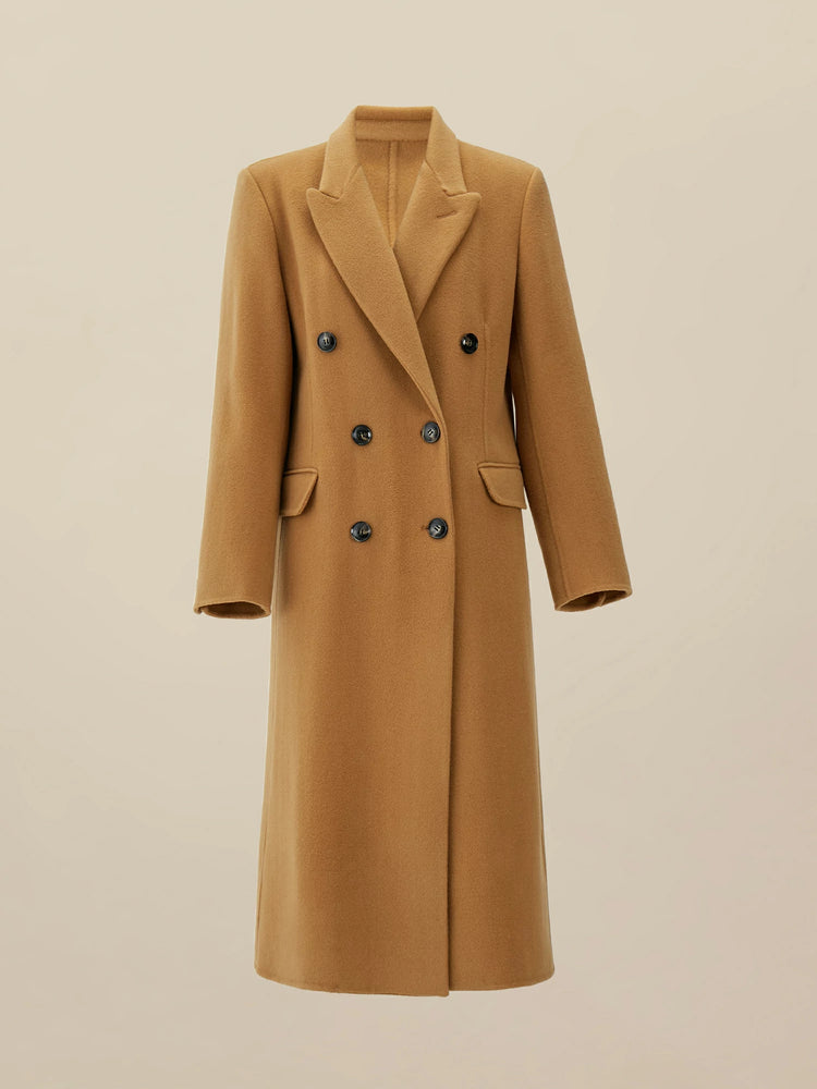 Amoretu Wool Notched Lapel Double Breasted Coat