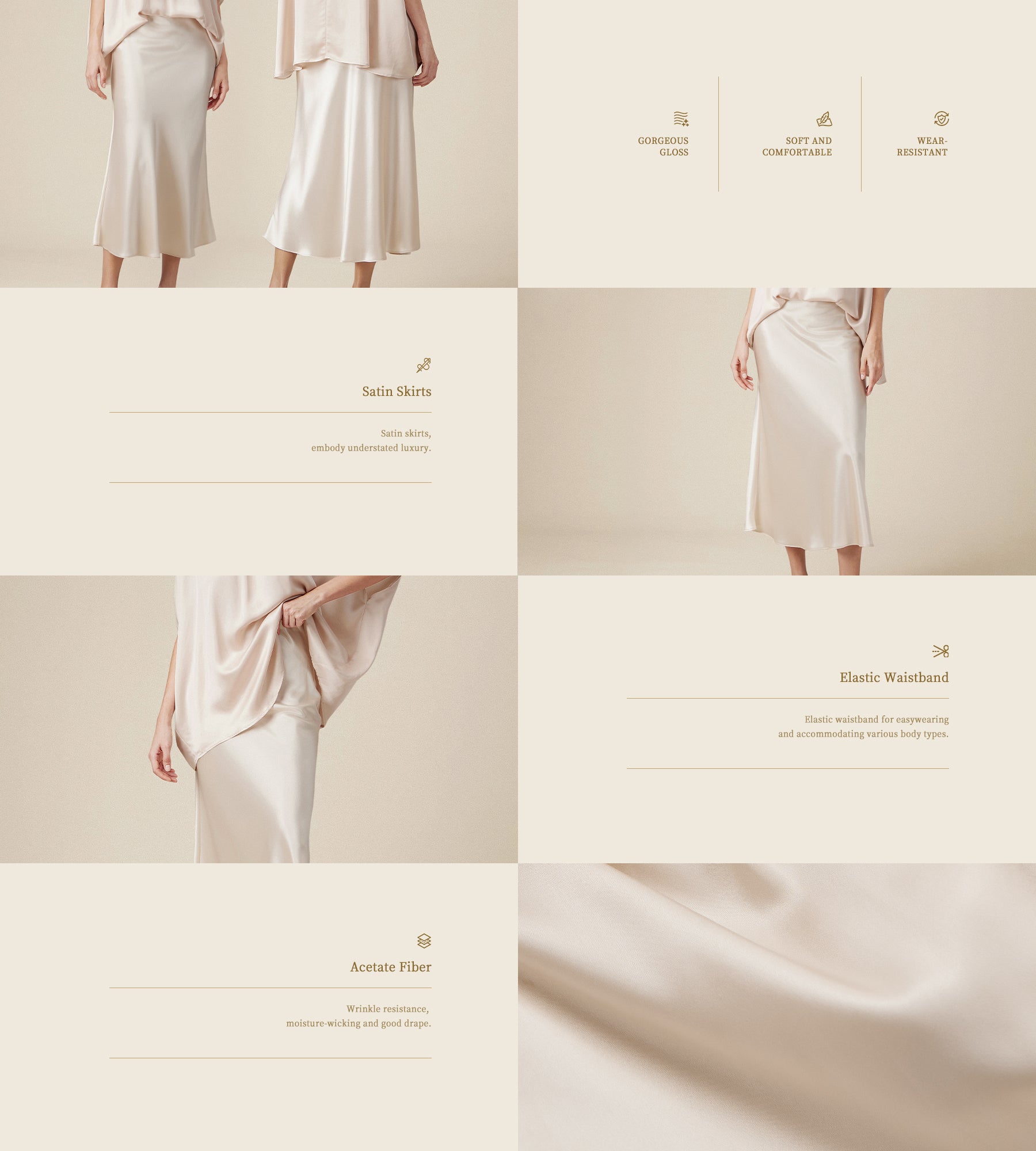Amoretu Acetate Satin Skirt