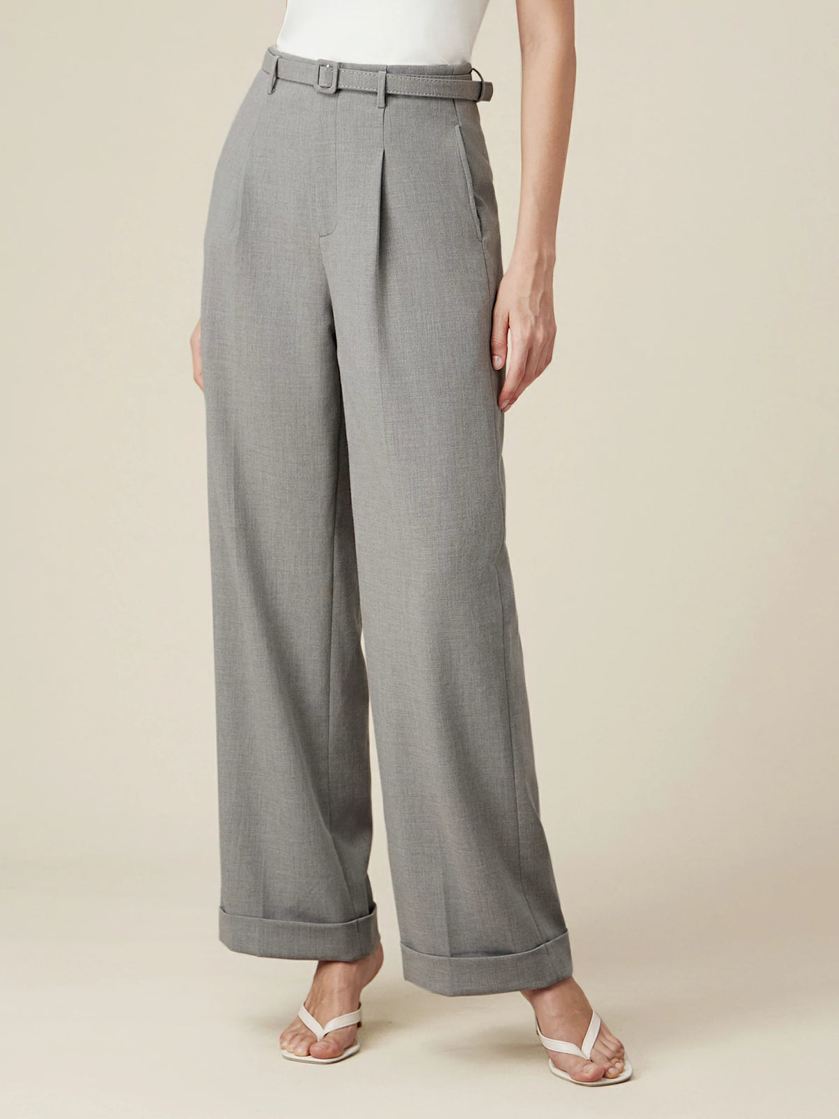 Amoretu Cotton Wide-Leg Casual Suit Pants