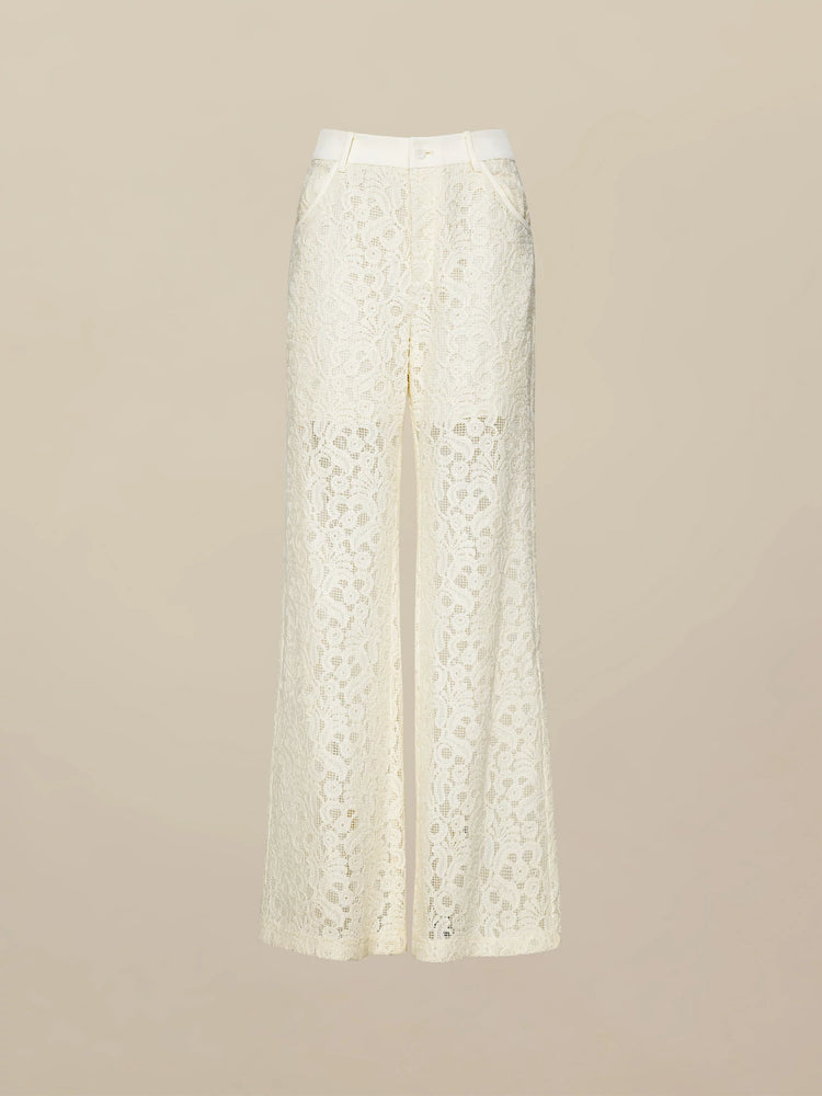 Amoretu 70% Cotton Micro-Flare Lace Pants