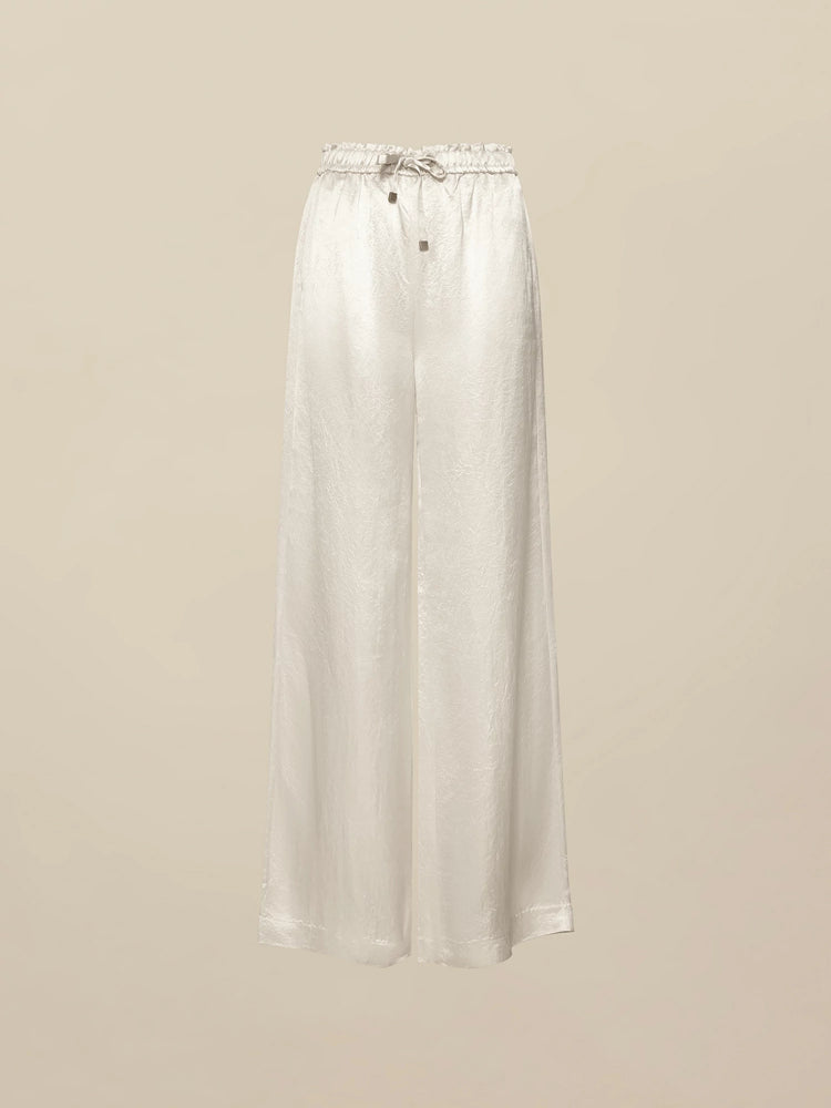 Amoretu 100% Acetate Elastic Waist Satin Pants