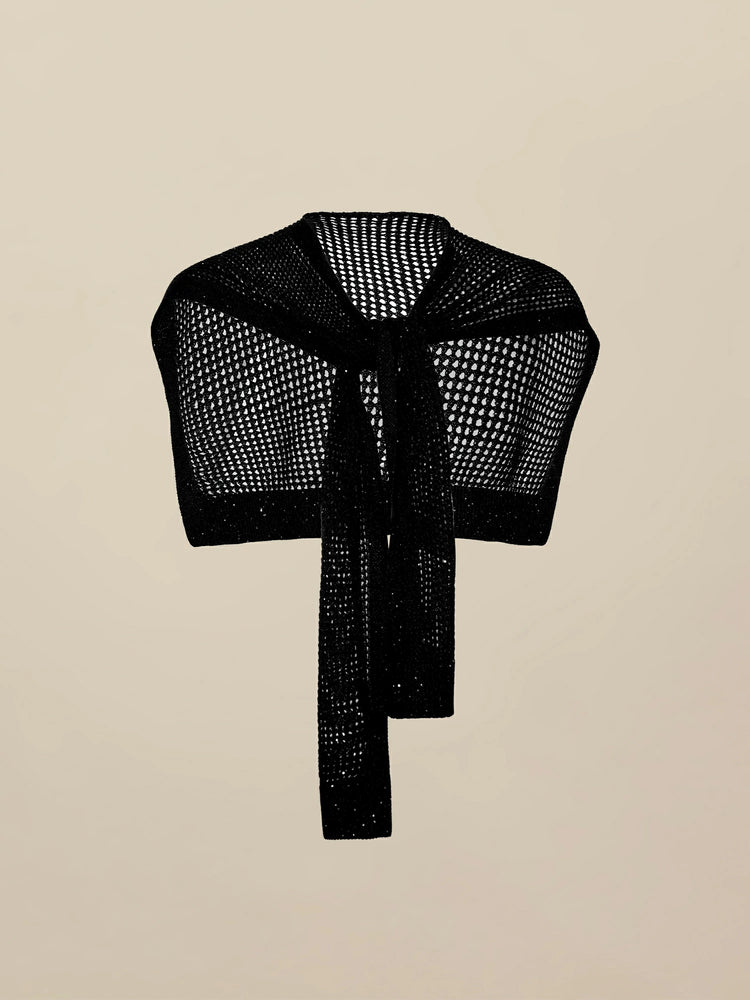 Amoretu Lyocell & Linen Sequined Knitted Shawl
