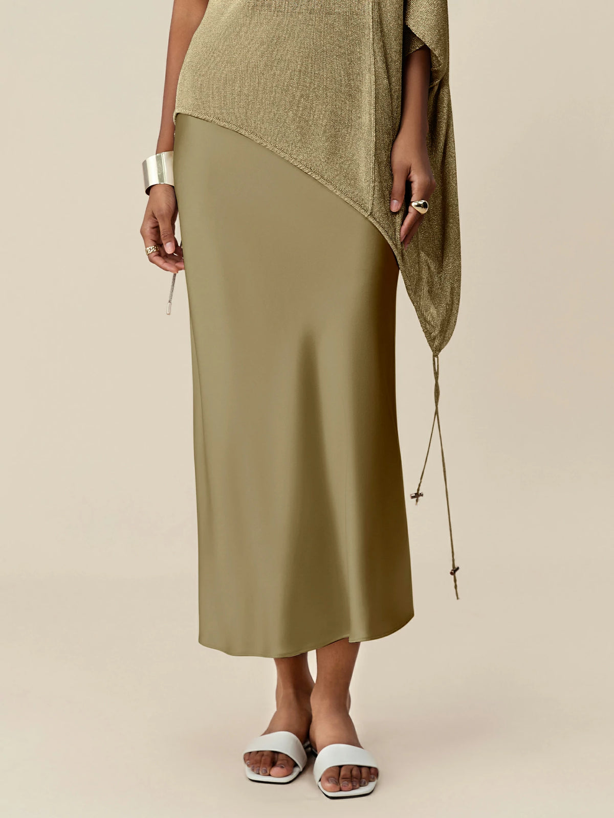 Amoretu Acetate Satin Skirt