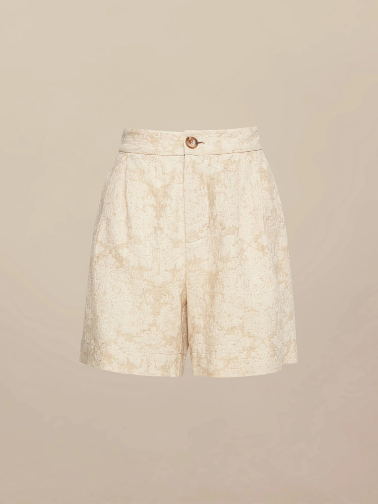 Amoretu Cotton & Linen Jacquard Shorts