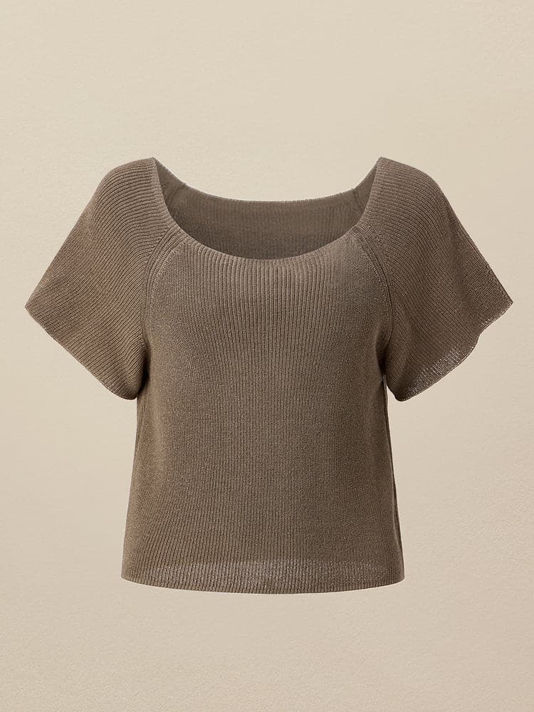 Amoretu Linen & Lyocell Square Neck Casual Basic Top
