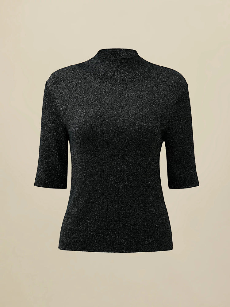 Amoretu Silver Yarn Middle Sleeve Sweater Top