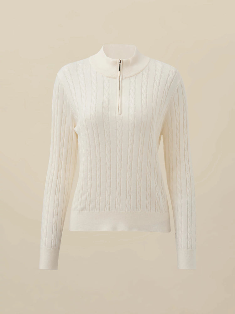 (FINAL SALE)Wool Half Turtleneck Zipper Knit Sweater