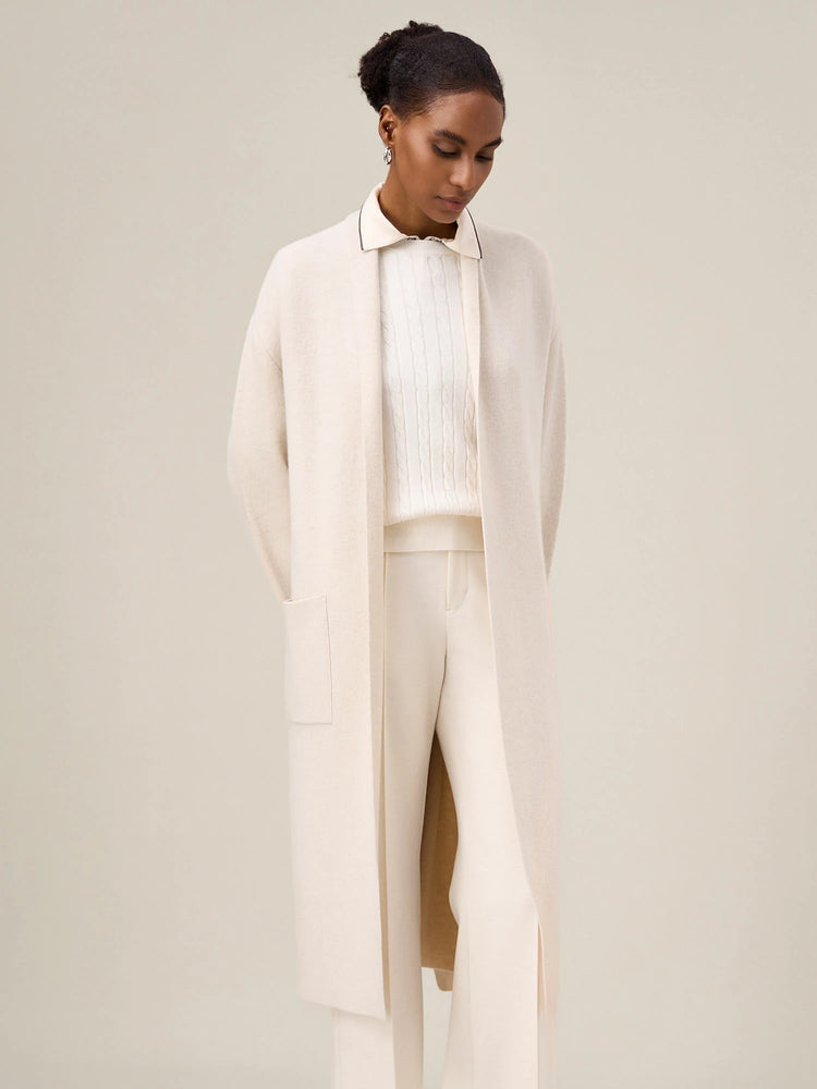 Amoretu Women's 100% Wool Knitted Long Cardigan