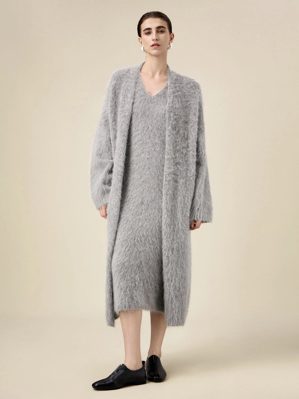 Amoretu Women's Alpaca Plush Long-Sleeve Knit Cardigan