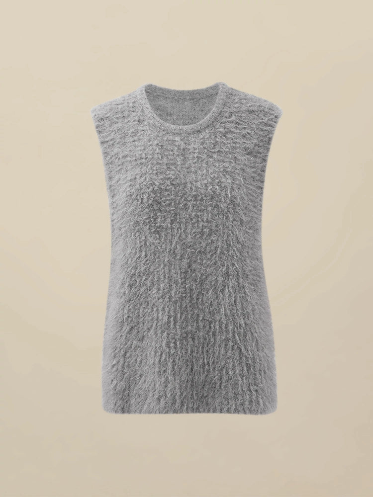 Amoretu Women's Round Neck Sleeveless Plush Knit Vest