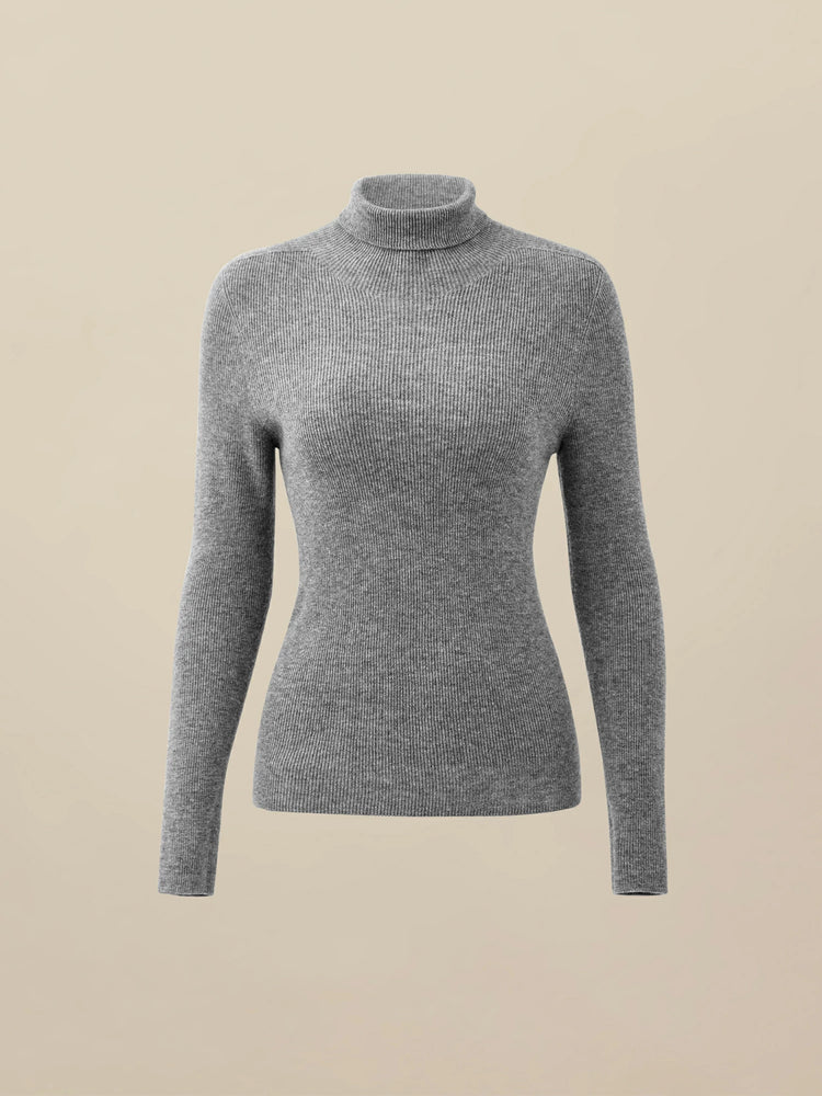 Amoretu Women's 100% Wool High Collar Knitted Sweater
