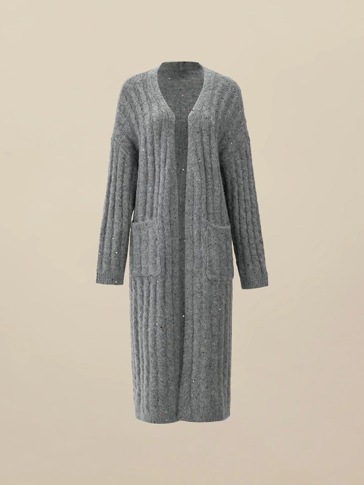 (FINAL SALE)Alpaca Long Sleeve Sequin Knit Cardigan
