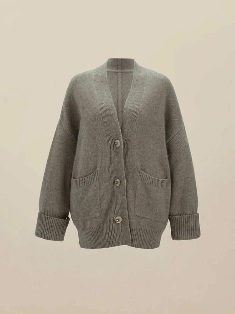 (FINAL SALE)Wool & Cashmere V-Neck Long Sleeve Knit Cardigan