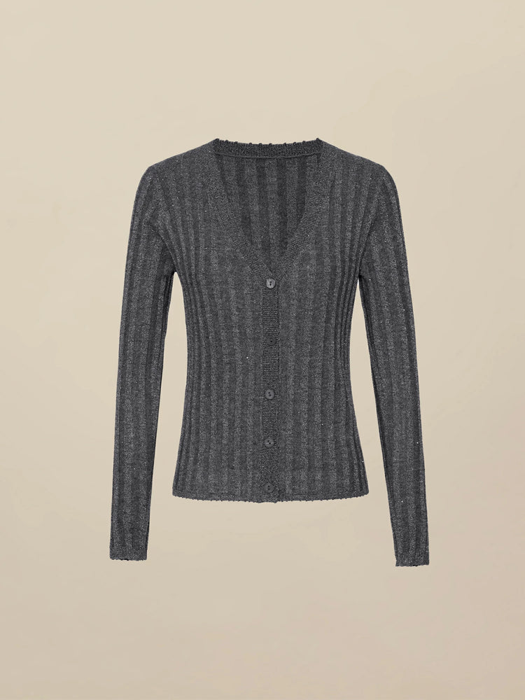 (FINAL SALE)Wool V-Neck Sequin Knitted Cardigan