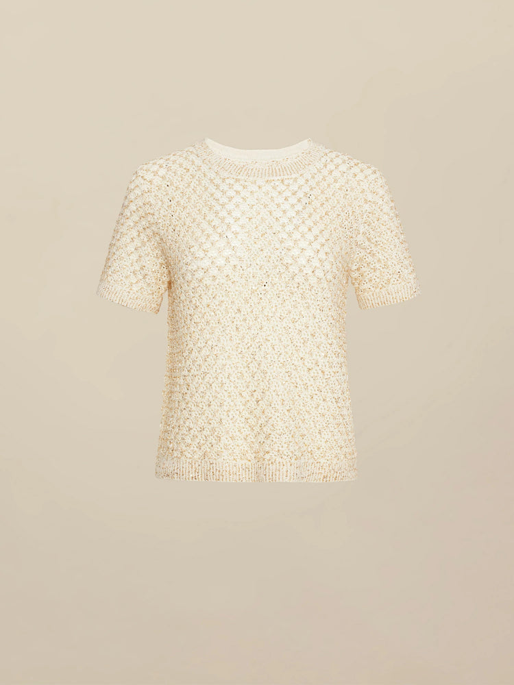 Amoretu Mulberry Silk Sequin Knitted T-Shirt
