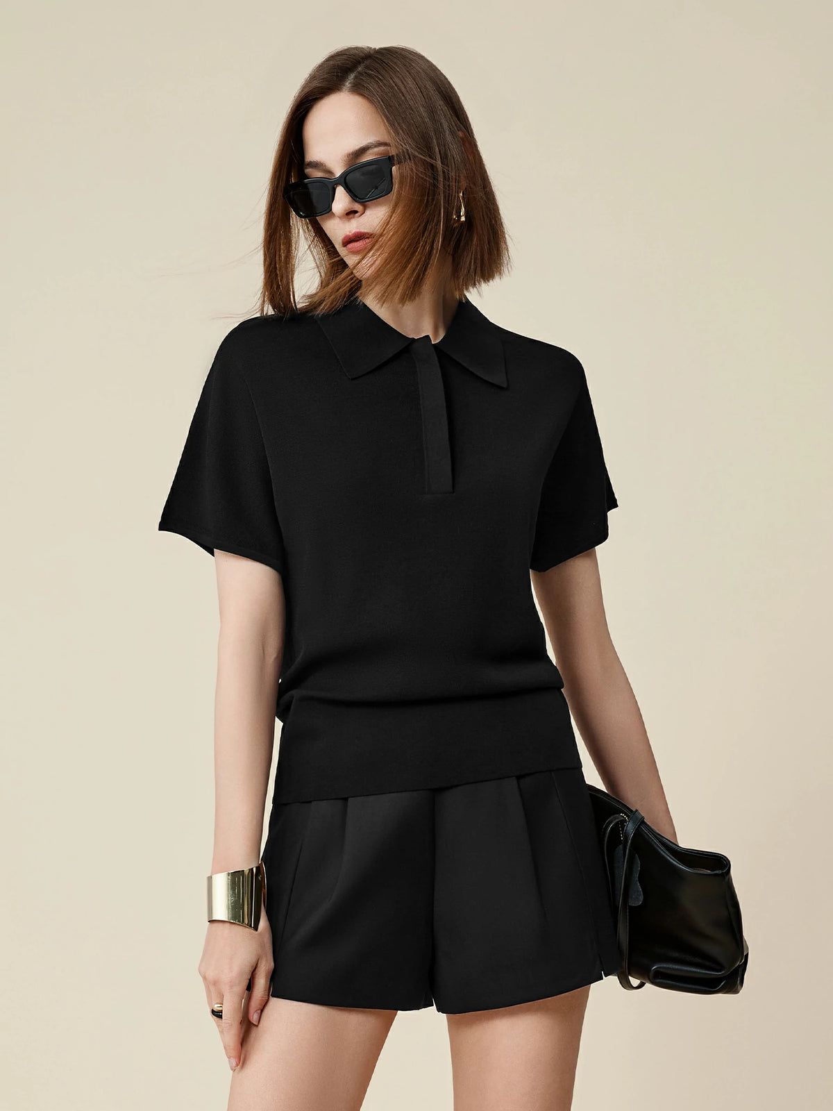 Amoretu Polo Neck Short Sleeve Knit Shirt